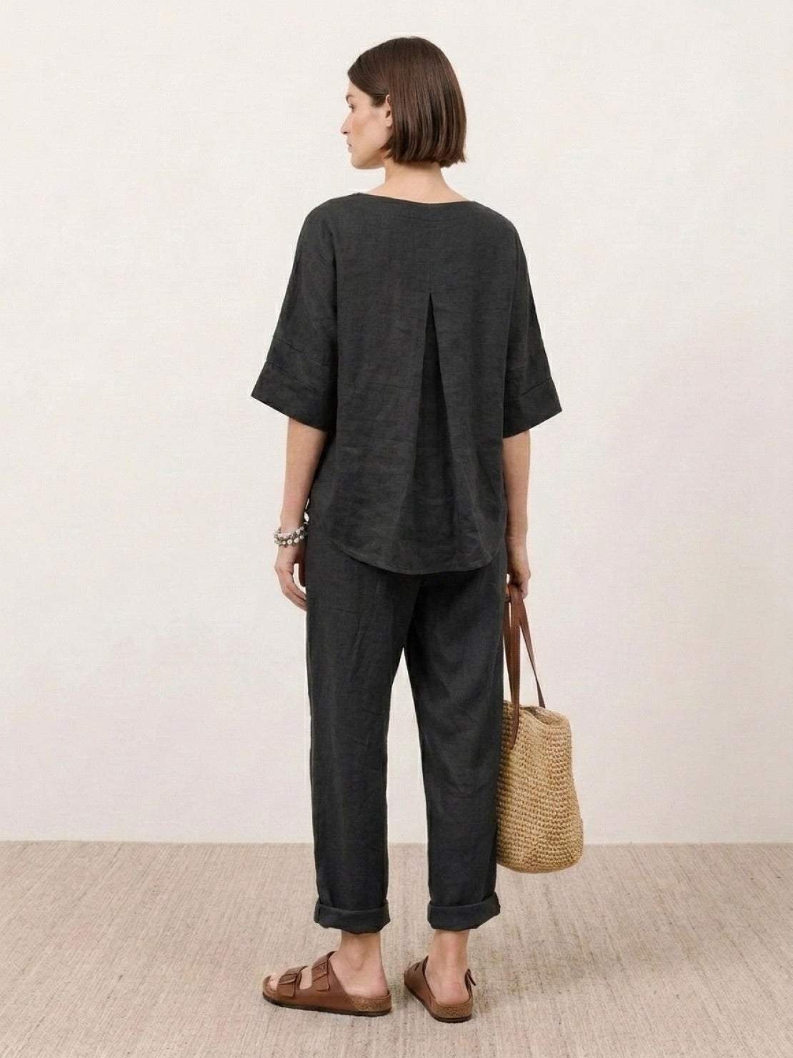 Monochrome Batwing Leisure Co-Ord with boxy crop top and high-waisted tapered pants