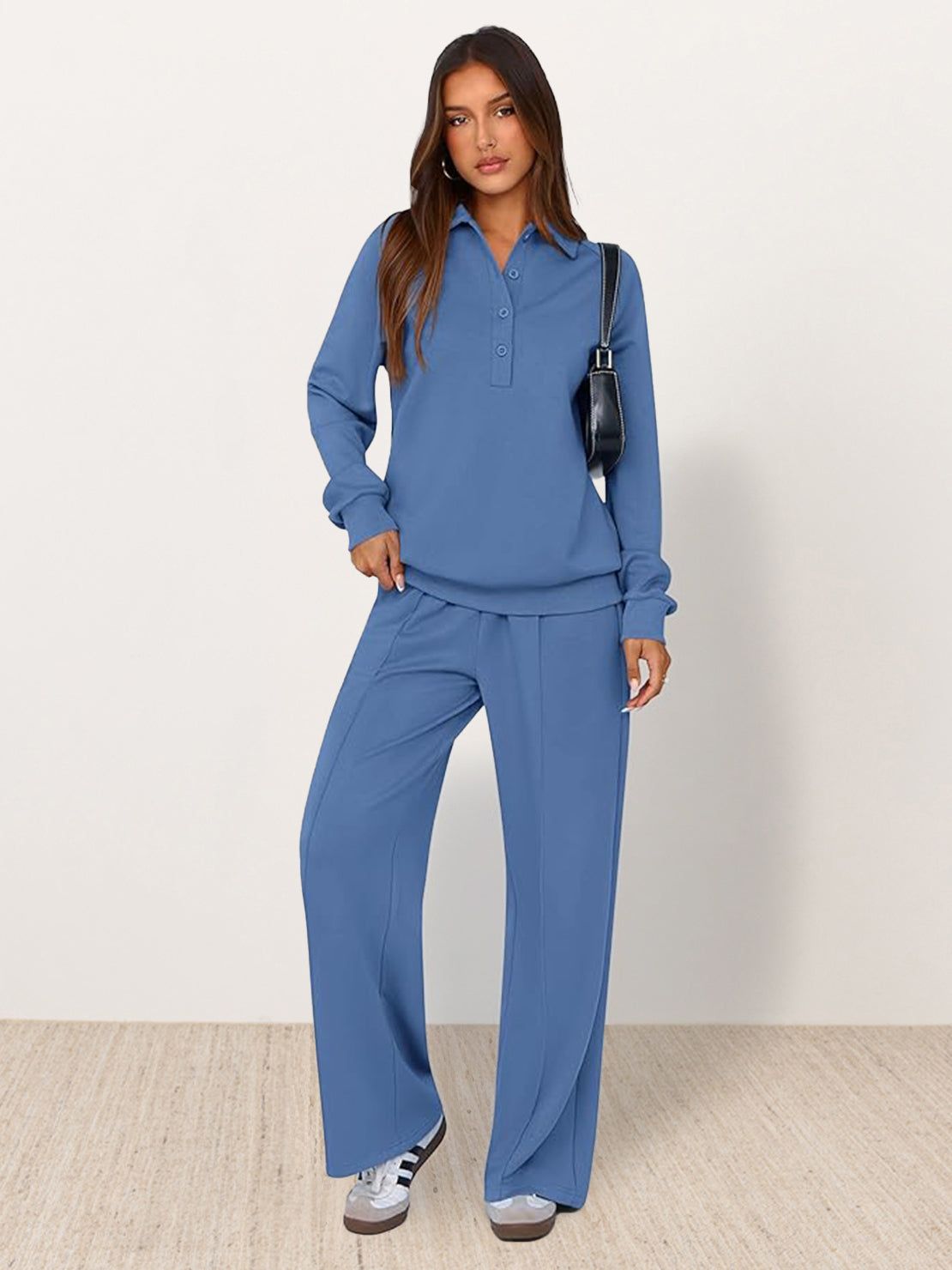 Wrinkle-free two-piece polo set with structured fit and breathable fabric