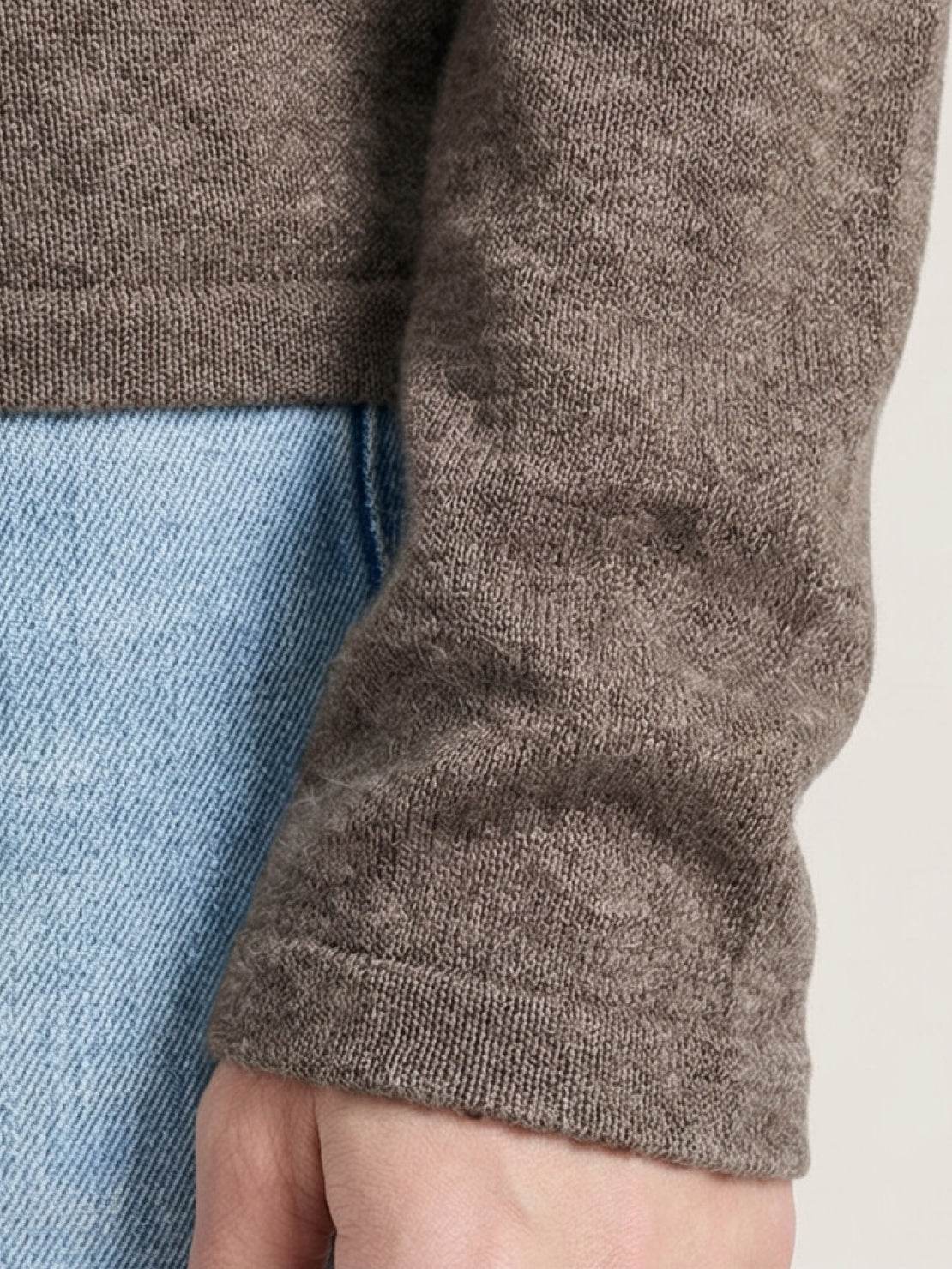 Organic Linen Henley Top in soft fine knit with relaxed fit and side slits