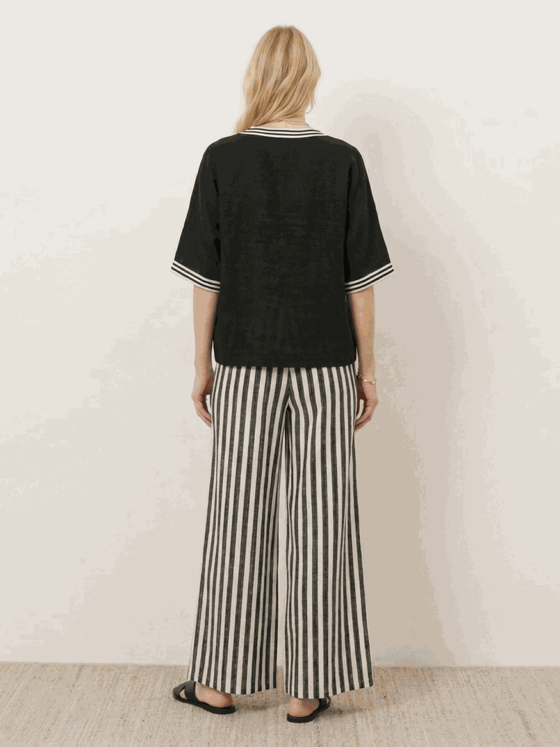 Striped wide-leg co-ord set with oversized top and palazzo pants in multiple colors