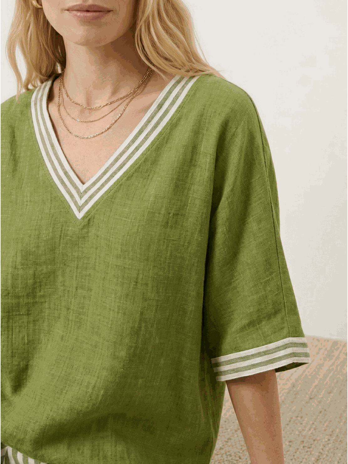 Striped wide-leg co-ord set with oversized top and palazzo pants with elastic waist and contrast stripe trim