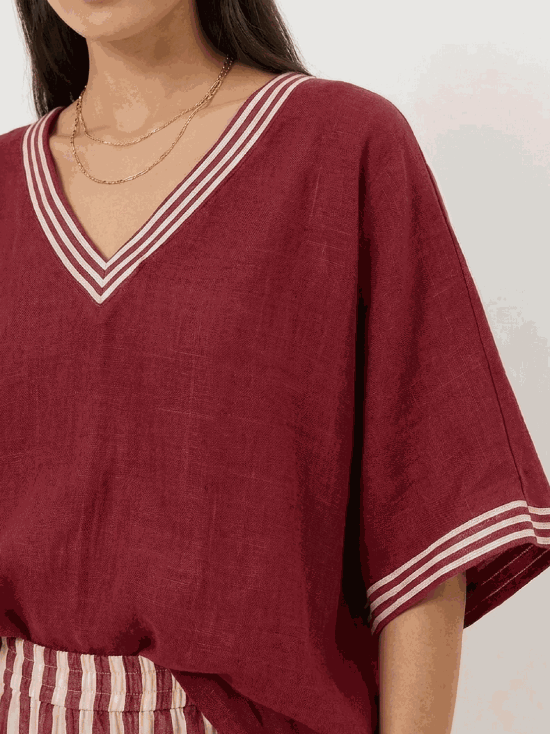 Striped wide-leg co-ord set with oversized top and palazzo pants in multiple colors