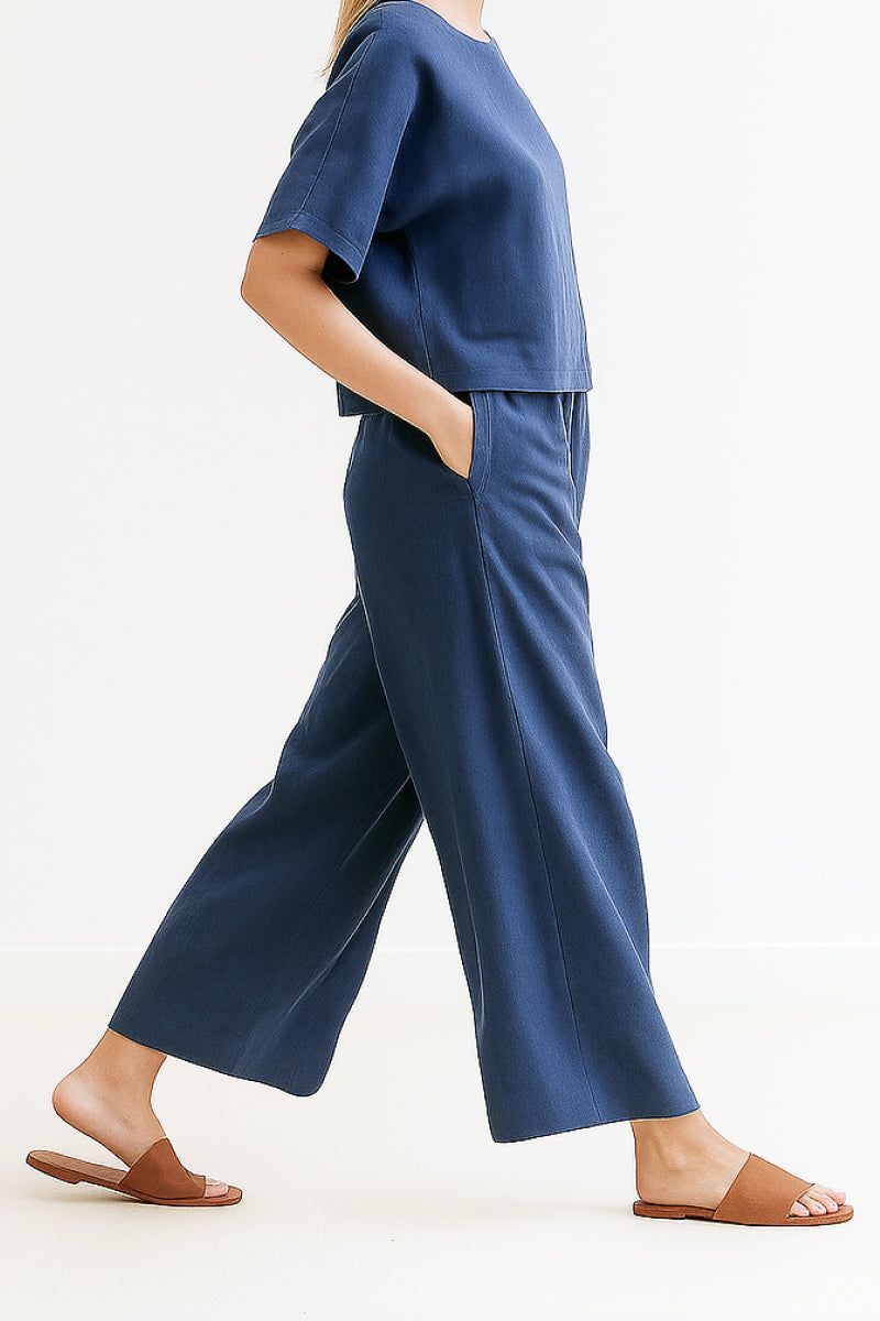 Lightweight Breezy Meadow two-piece set with relaxed fit and soft-tailored top