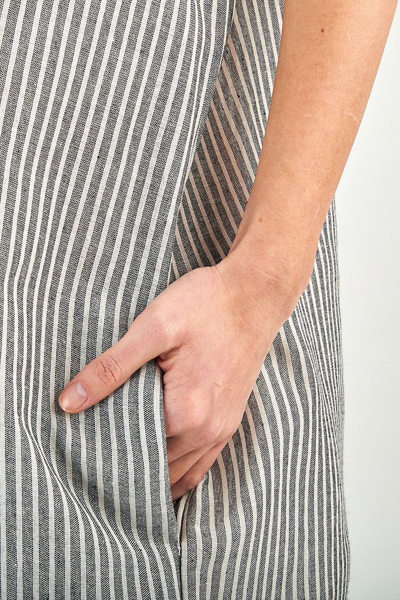 Striped Linen Blend Gauze Shirt Dress