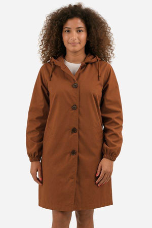 Brown water-resistant oversized hooded windbreaker rain jacket for women from Halloween Collection