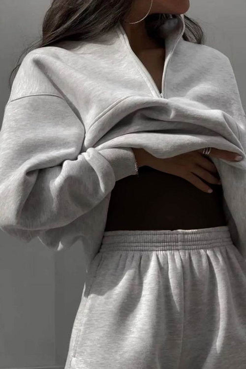 Classic Airplane Set soft cotton blend gray tracksuit with relaxed pullover and joggers