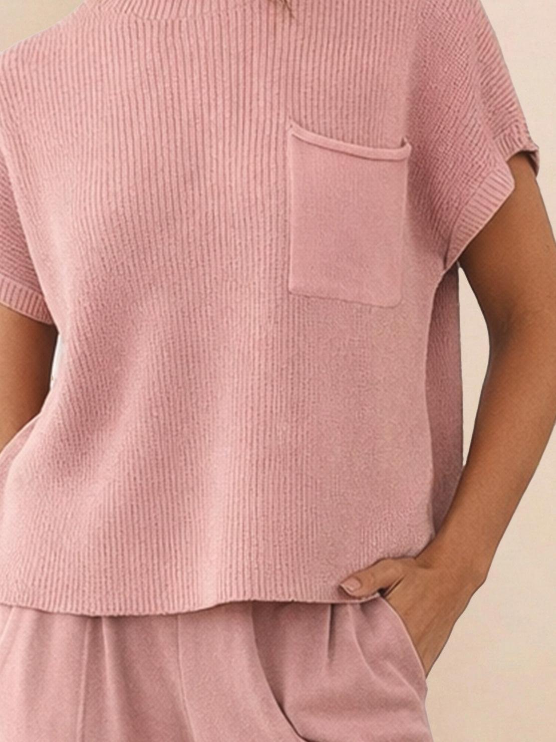 Comfy Couture Knit Sweater relaxed two-piece set in soft knit fabric with matching pants