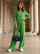 100% cotton double comfort set in vibrant colors with relaxed fit two-piece outfit