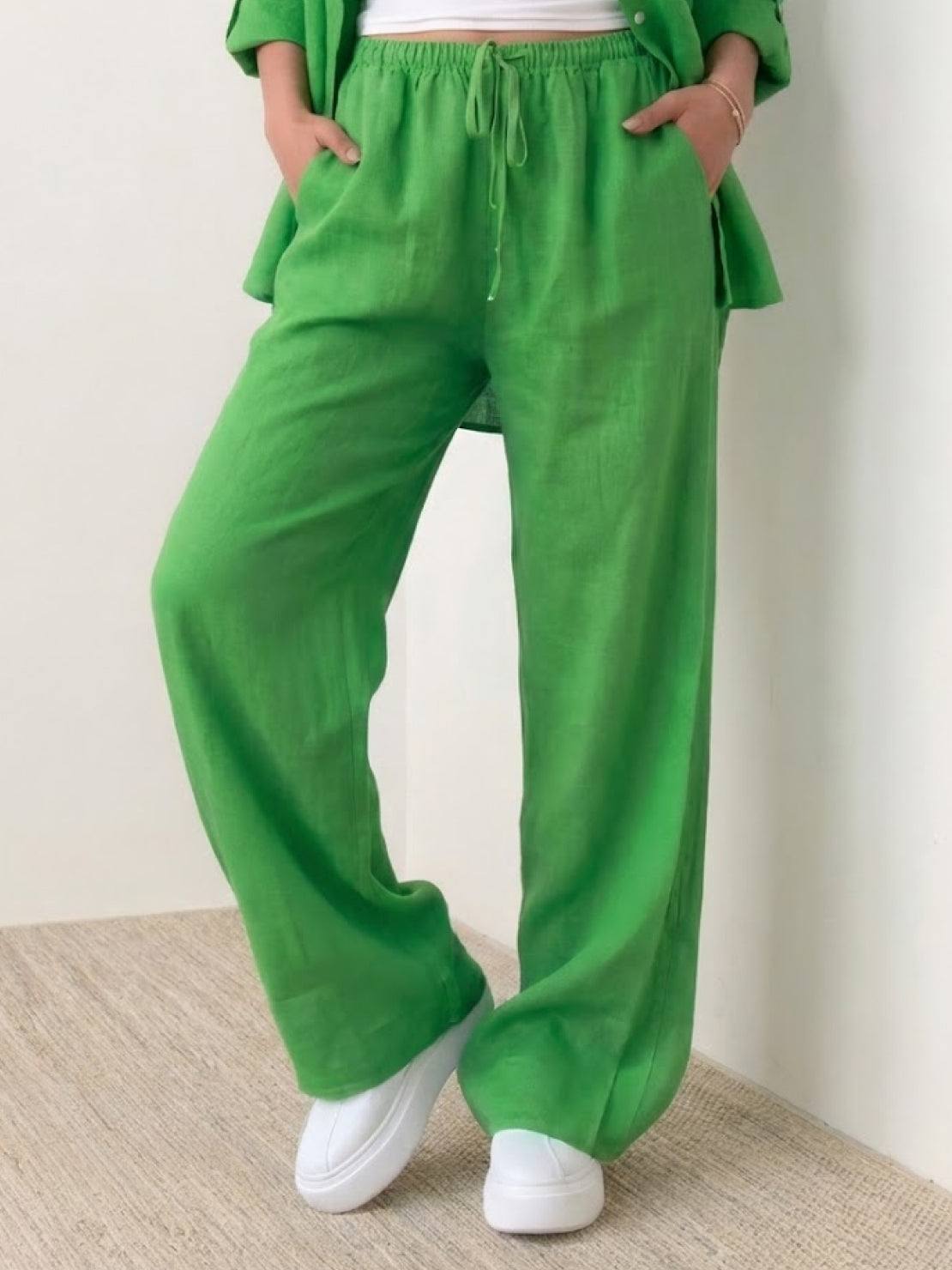 100% cotton double comfort two-piece set in bright yellow with relaxed fit for versatile casual wear