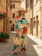 Plus size vibrant floral matching set with flowy silhouette and breathable fabric