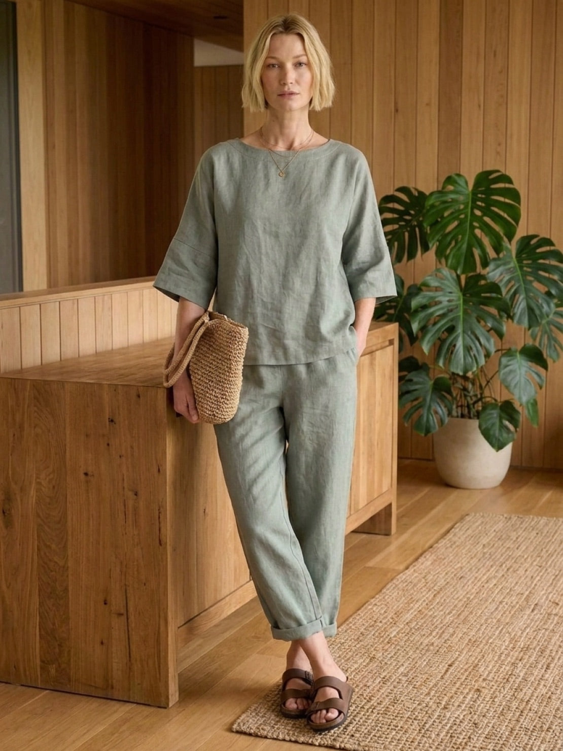 Monochrome Batwing Leisure Co-Ord with boxy crop top and high-waisted tapered pants
