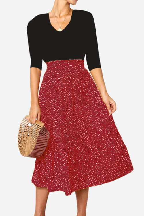 Effortlessly Chic Polka Dot Pleated Skirt Set