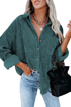 Sleek Suede Oversized Button-Down Shirt