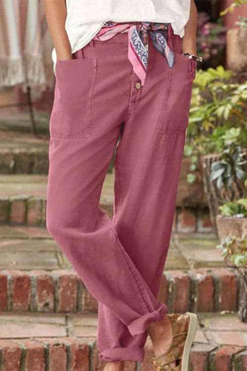 Casual Button-Down Utility-Chic Trousers with Pockets