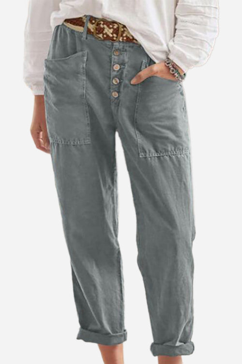 Casual Button-Down Utility-Chic Trousers with Pockets