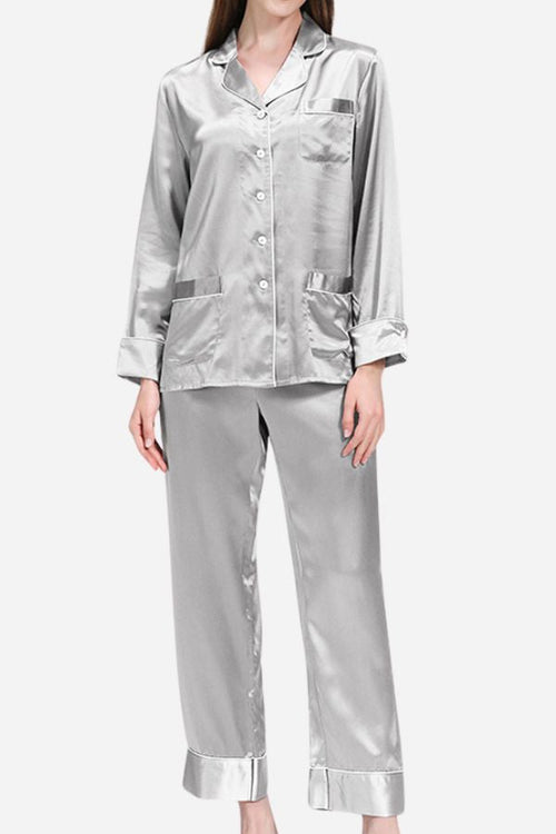 Long Sleeve Button-Up Mulberry Silk Pajamas