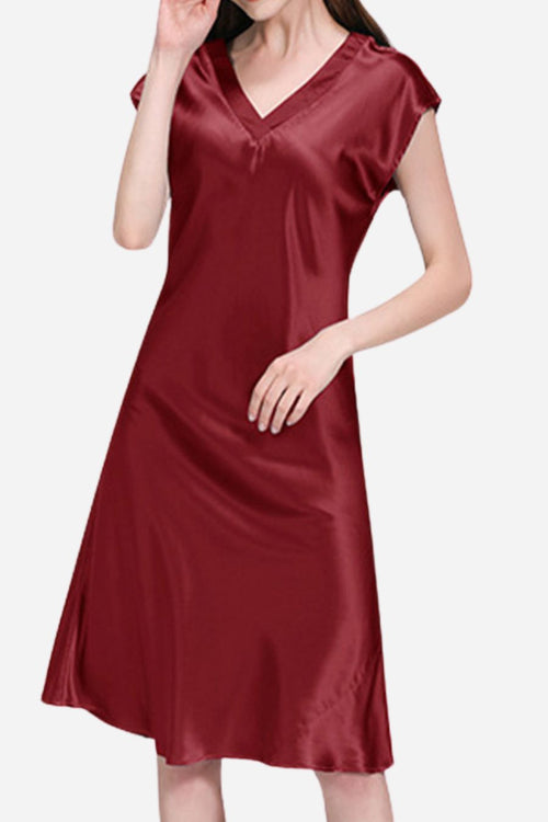 Mulberry Silk V-Neck Nightgown