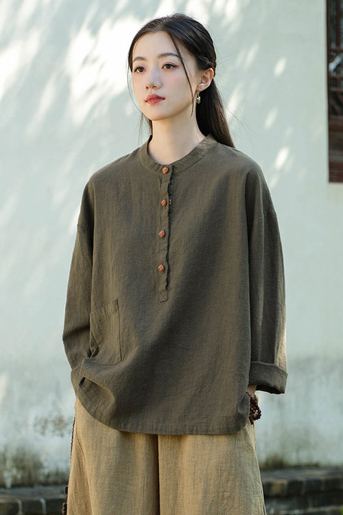 One Size Fits All Ramie Linen & Cotton Blouse