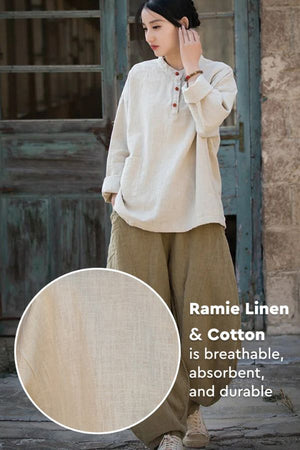 One Size Fits All Ramie Linen & Cotton Blouse