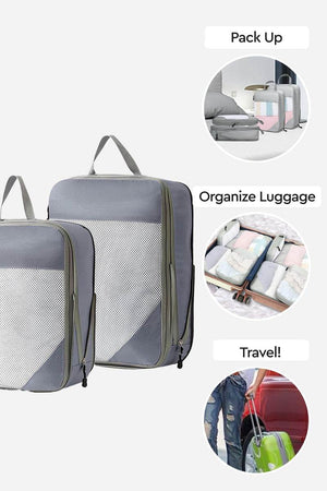 Space-saving compression packing organizers 3-piece set for travel suitcase organization and wrinkle-free clothes packing