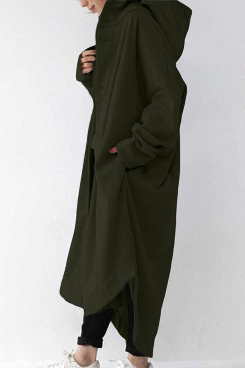 Oversized Everyday Buttoned Hooded Coat