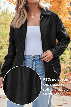 Oversized Faux Leather Motorcycle Jacket