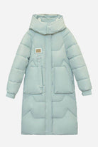 FrostLine Long Coat light blue insulated lightweight winter jacket with hood and pockets
