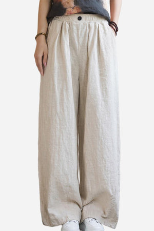 Relaxed fit sandwashed ramie linen pants with breathable fabric and plush lining for winter warmth