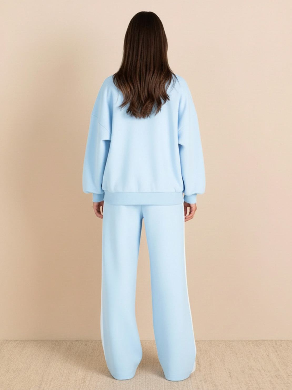 Easy Airport Lounge Set soft cotton-blend two-piece travel outfit with zip-front jacket and wide-leg pants