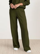 Wrinkle-Free Polo Set two-piece casual breathable loungewear with quarter-button top and high-waisted pants