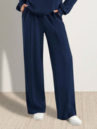 Wrinkle-free polo set with breathable fabric and straight-leg pants