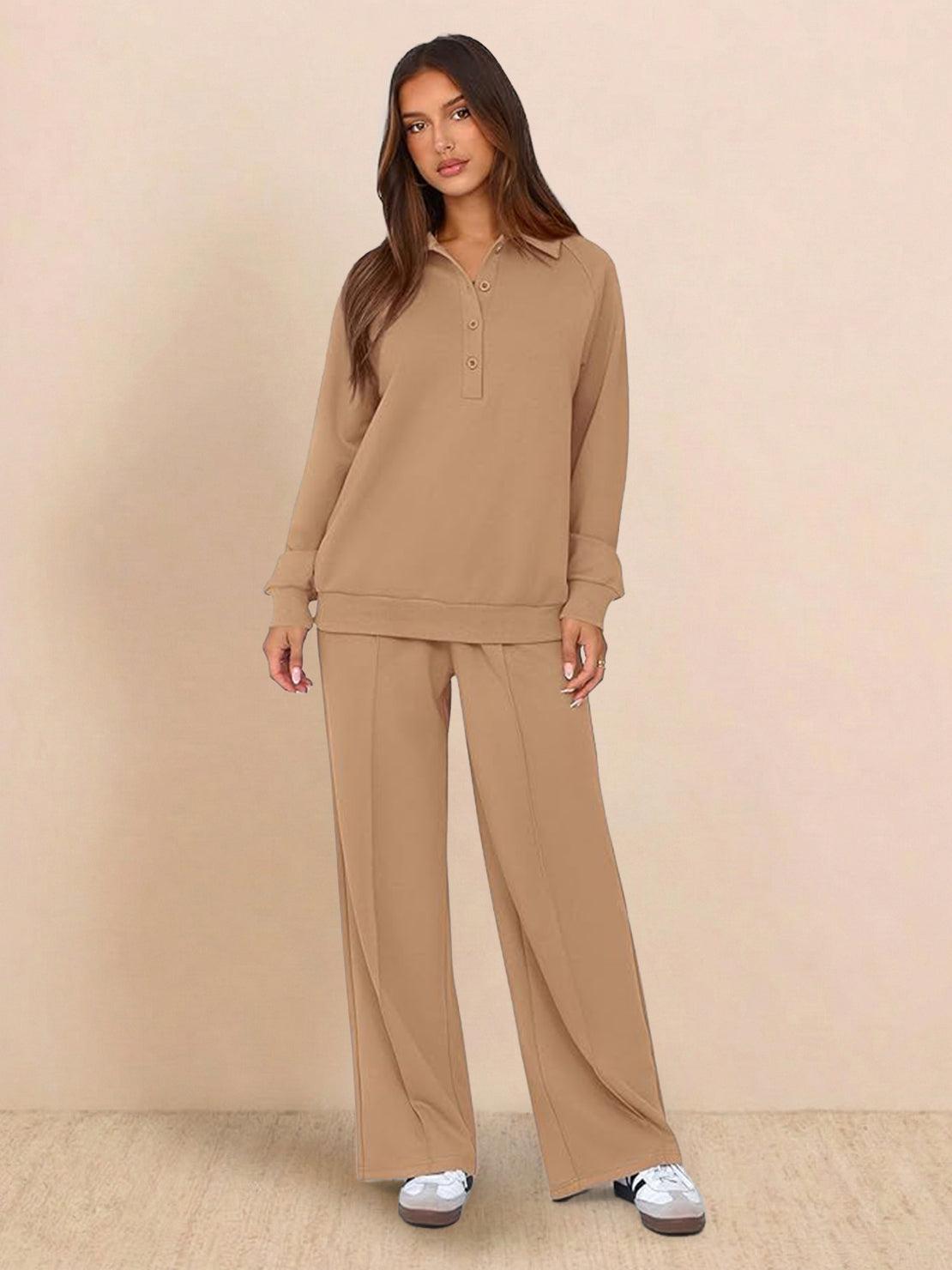 Wrinkle-free polo set with structured two-piece design and breathable fabric