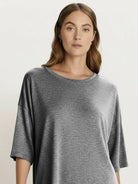 Oversized long-line loungewear set with relaxed pullover and straight-leg pants in soft knit fabric