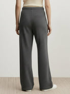 Lightweight wool wide leg pants in wool-lyocell blend with soft brushed texture and relaxed fit