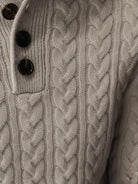 100% wool cable-knit sweater with stand collar and slim fit