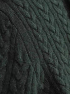 Slim fit 100% wool cable-knit sweater with stand collar and button placket