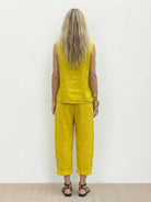 100% cotton crinkle sleeveless top and straight-leg pants matching set