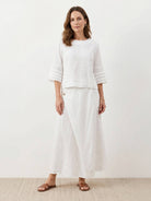 100% cotton two-piece wrap skirt and top set with crinkle texture and elastic waistband