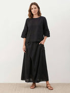 Two-piece 100% cotton wrap skirt and top set with crinkle texture and elastic waistband