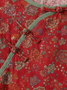 100% cotton Chinese Pankou pajamas set with tunic top and wide-leg pants in bold landscape print