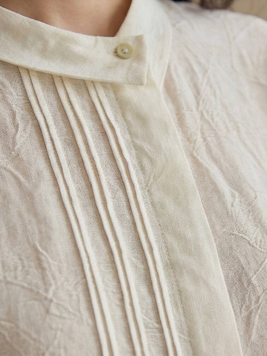 100% linen oversized jacquard shirt with tonal leaf texture and relaxed fit