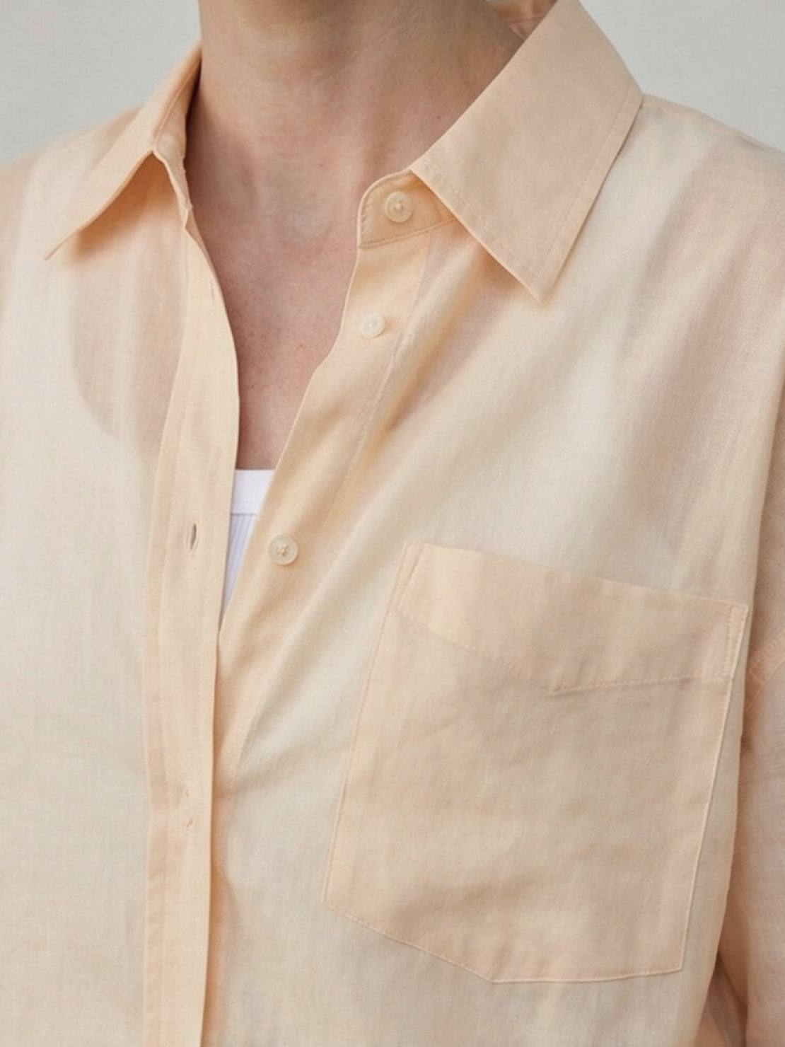 100% linen sheer overshirt with oversized fit and button front, lightweight and breathable summer layer