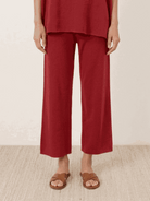 Cotton-blend capelet lounge set with mock neck top and wide-leg pants in relaxed fit