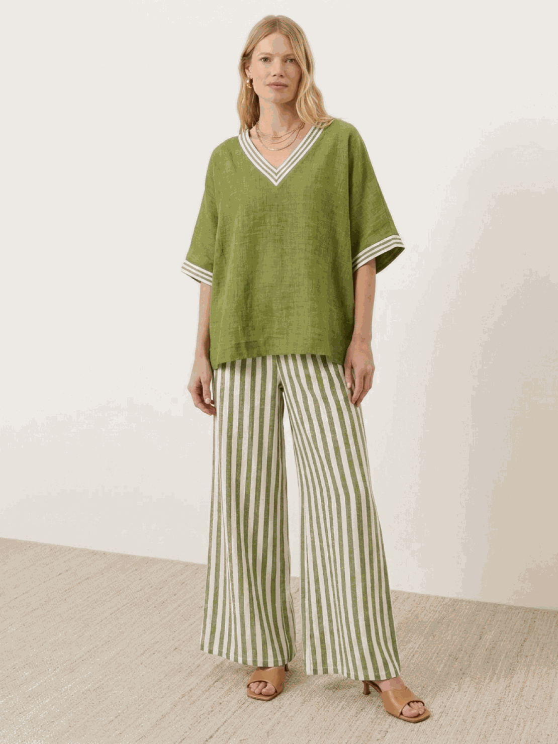 Striped wide-leg co-ord set with oversized top and palazzo pants in multiple colors