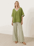 Striped wide-leg co-ord set with oversized top and palazzo pants in multiple colors