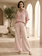 Striped wide-leg co-ord set with oversized top and palazzo pants in multiple colors