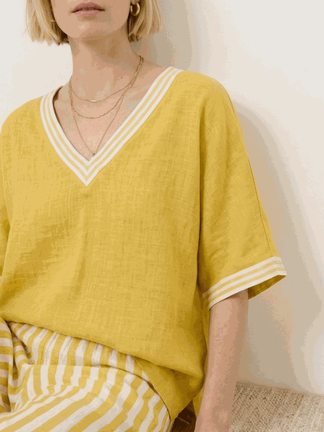 Striped wide-leg co-ord set with oversized top and palazzo pants in multiple colors