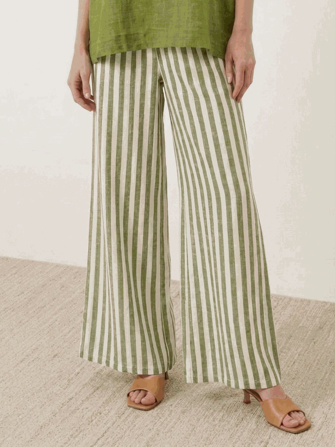 Striped wide-leg co-ord set with oversized top and palazzo pants featuring contrast stripe trim and elastic waistband