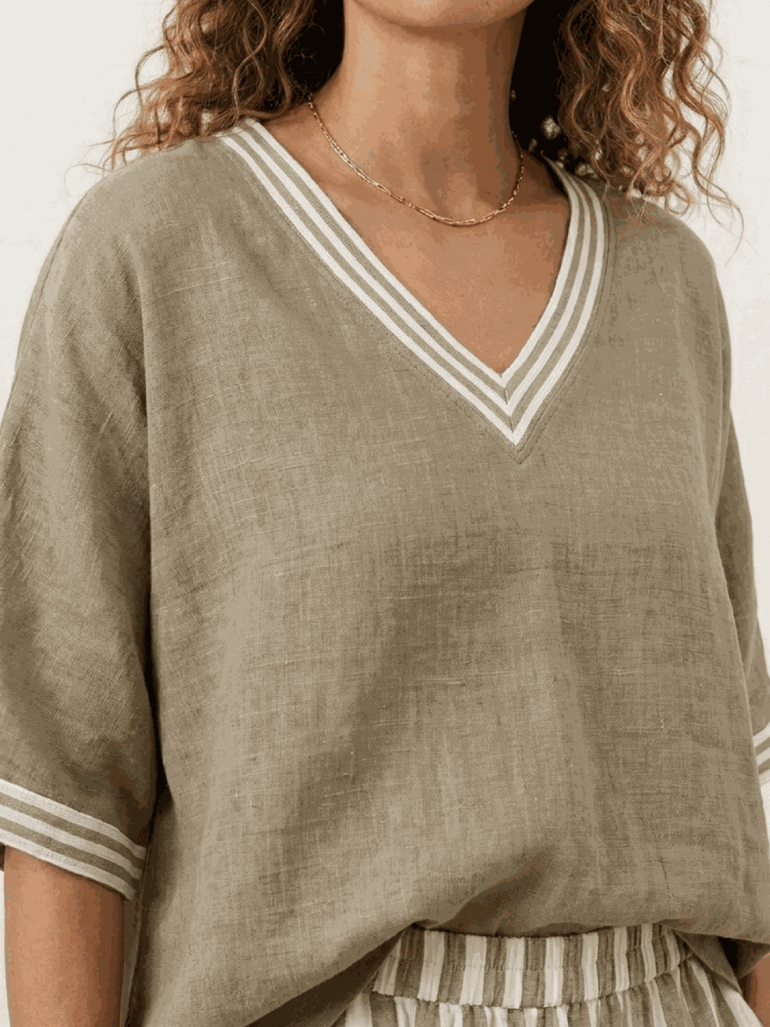 Striped wide-leg co-ord set with oversized top and palazzo pants featuring contrast stripe trim and elastic waistband in multiple colors