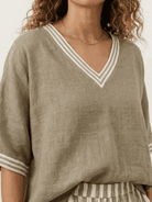 Striped wide-leg co-ord set with oversized top and palazzo pants featuring contrast stripe trim and elastic waistband in multiple colors